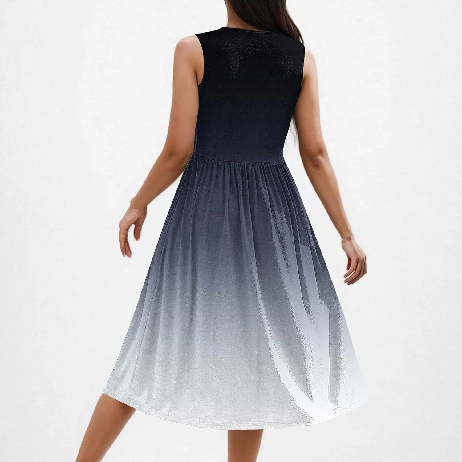 Casual Dresses for Women Summer Sleeveless Tie Dye Sundresses Empire Waist Midi Tank Dresses with Pockets 2025