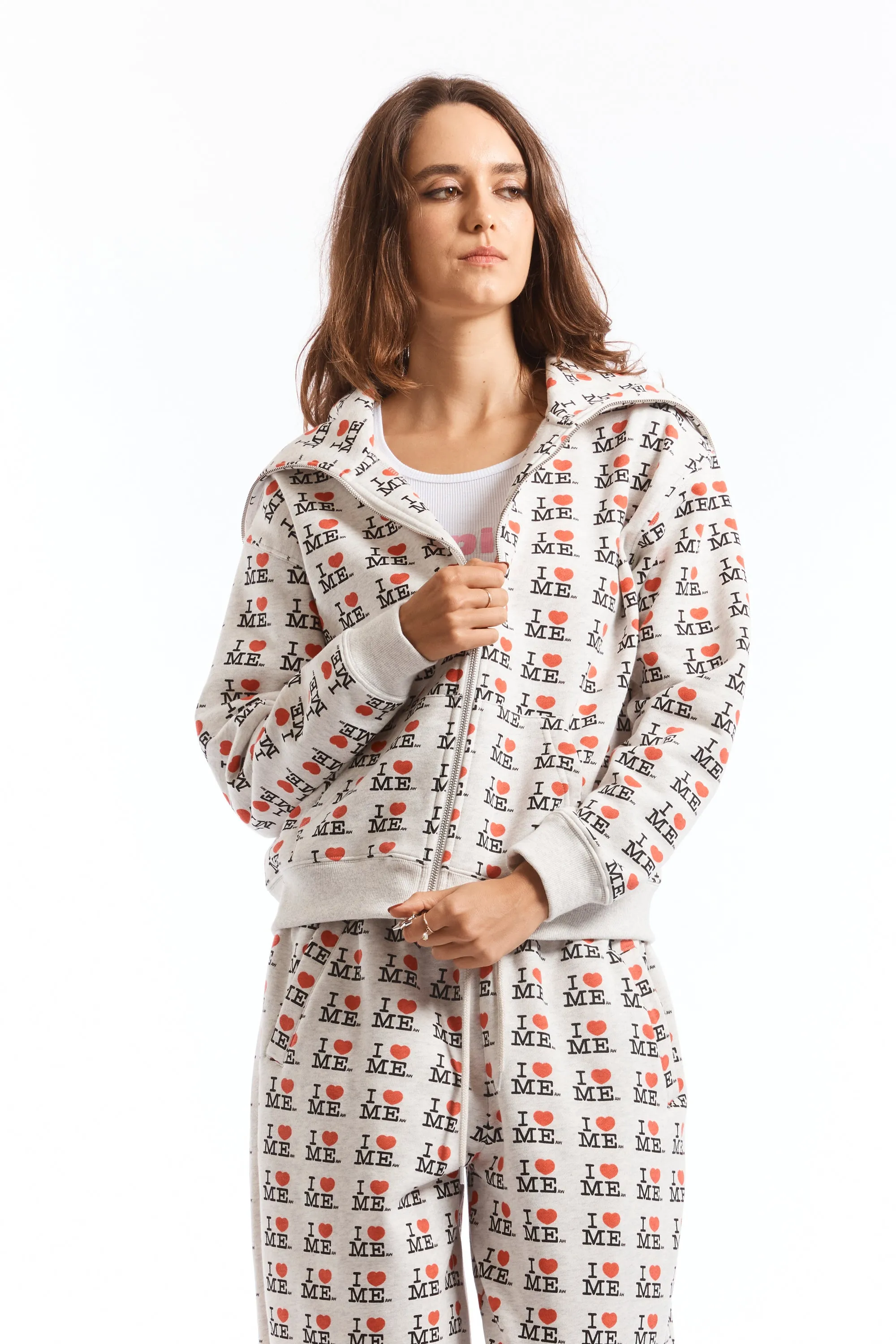 GREY I HEART ME BUTTERFLY HOODIE