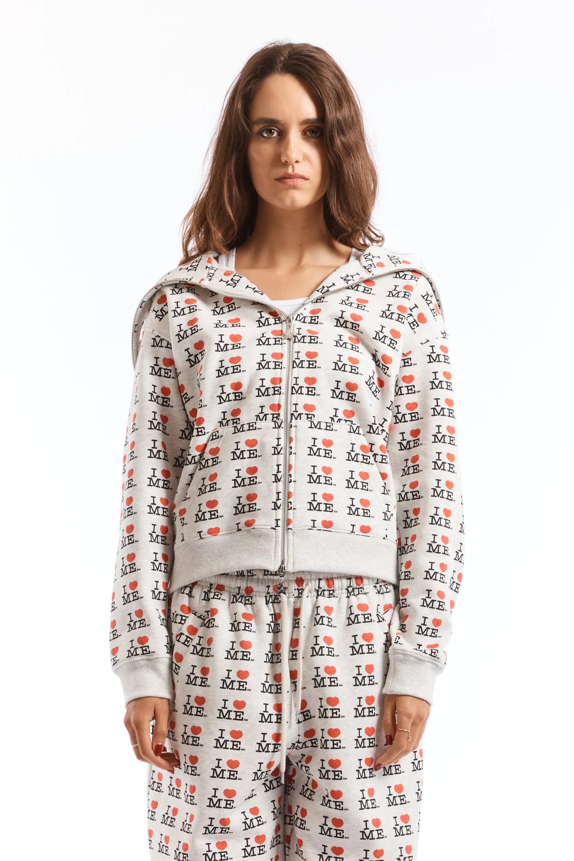 GREY I HEART ME BUTTERFLY HOODIE