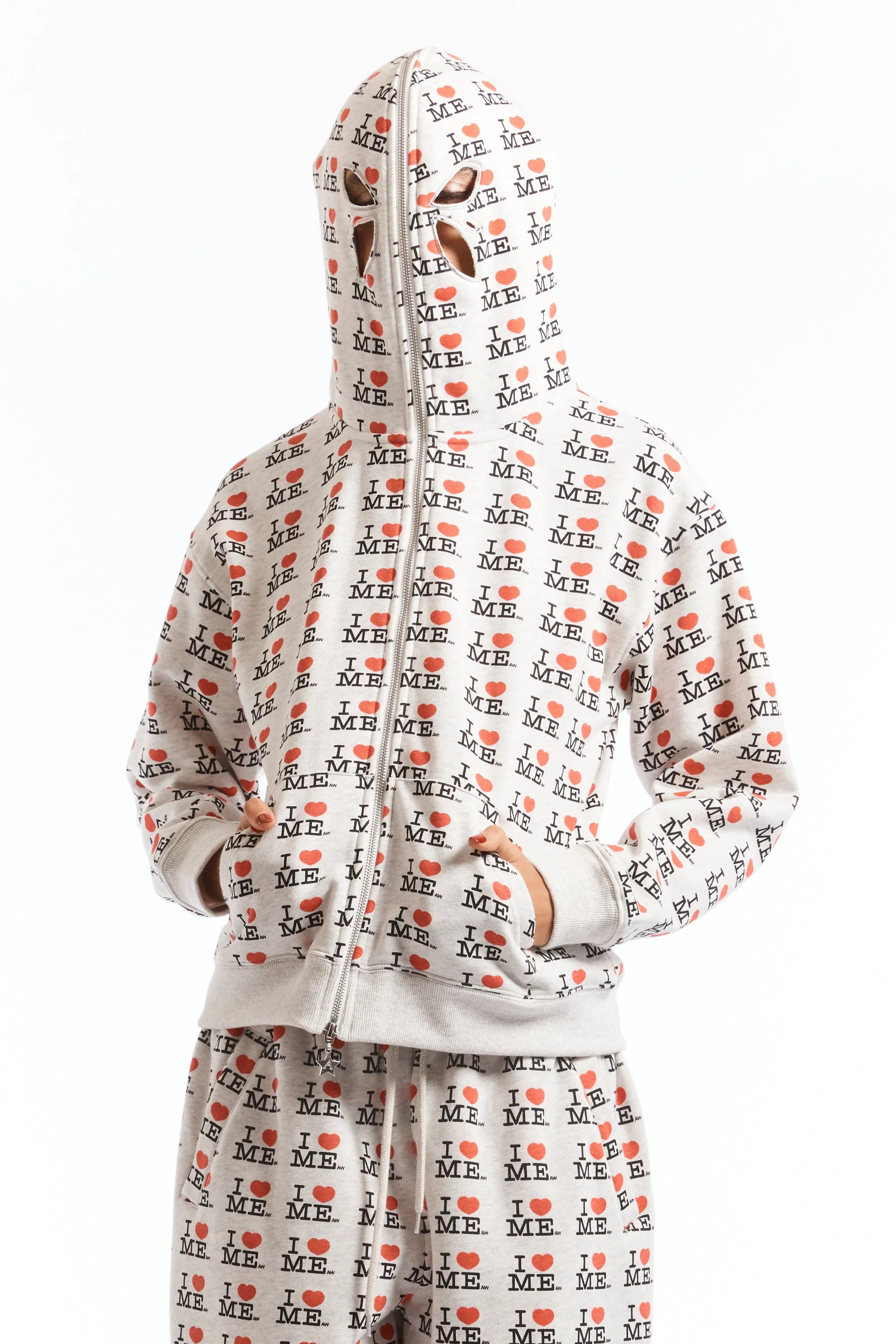 GREY I HEART ME BUTTERFLY HOODIE
