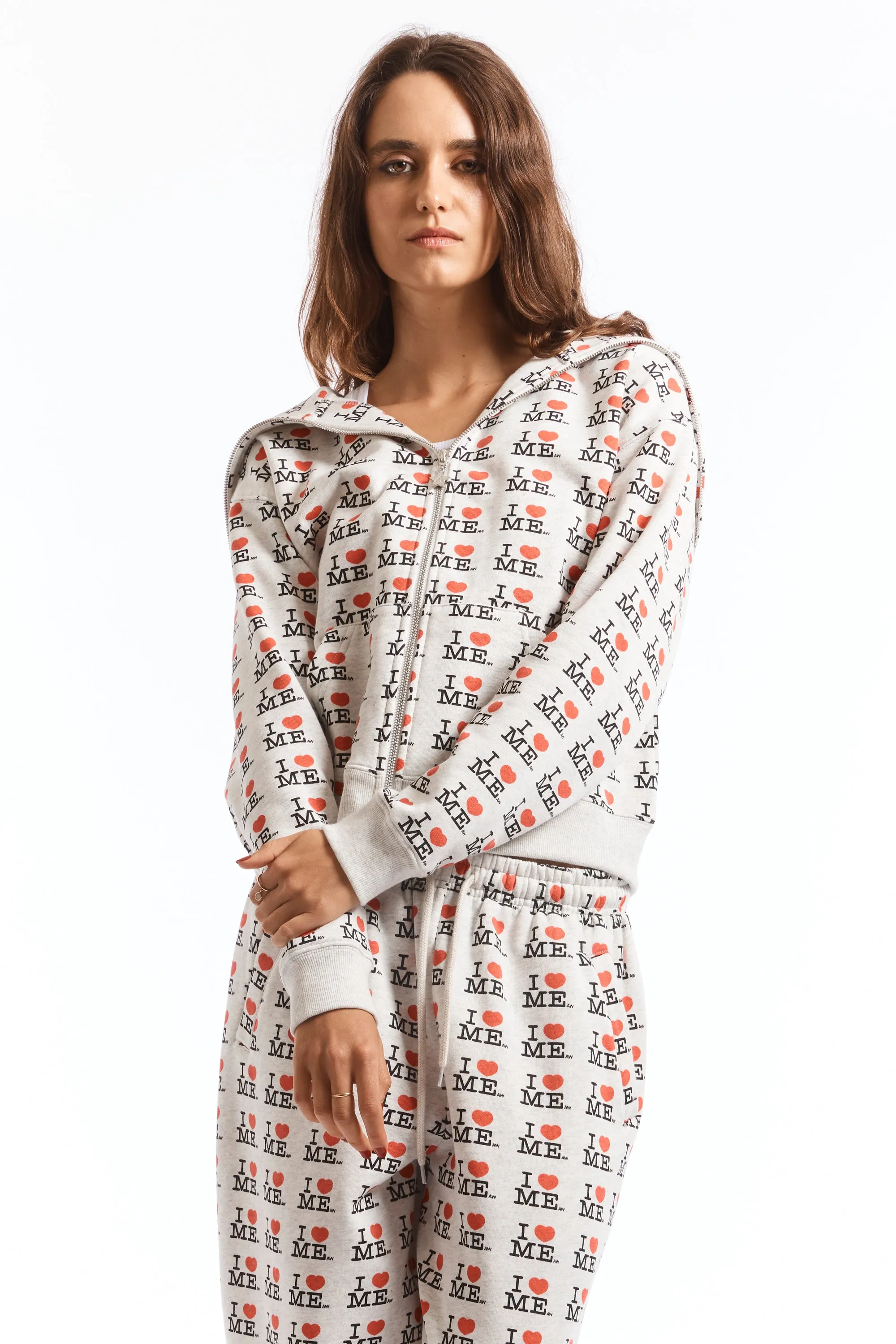 GREY I HEART ME BUTTERFLY HOODIE