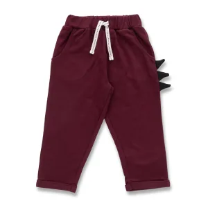 Juscubs Dino-Themed Jogger Pants - Maroon with Side Spikes