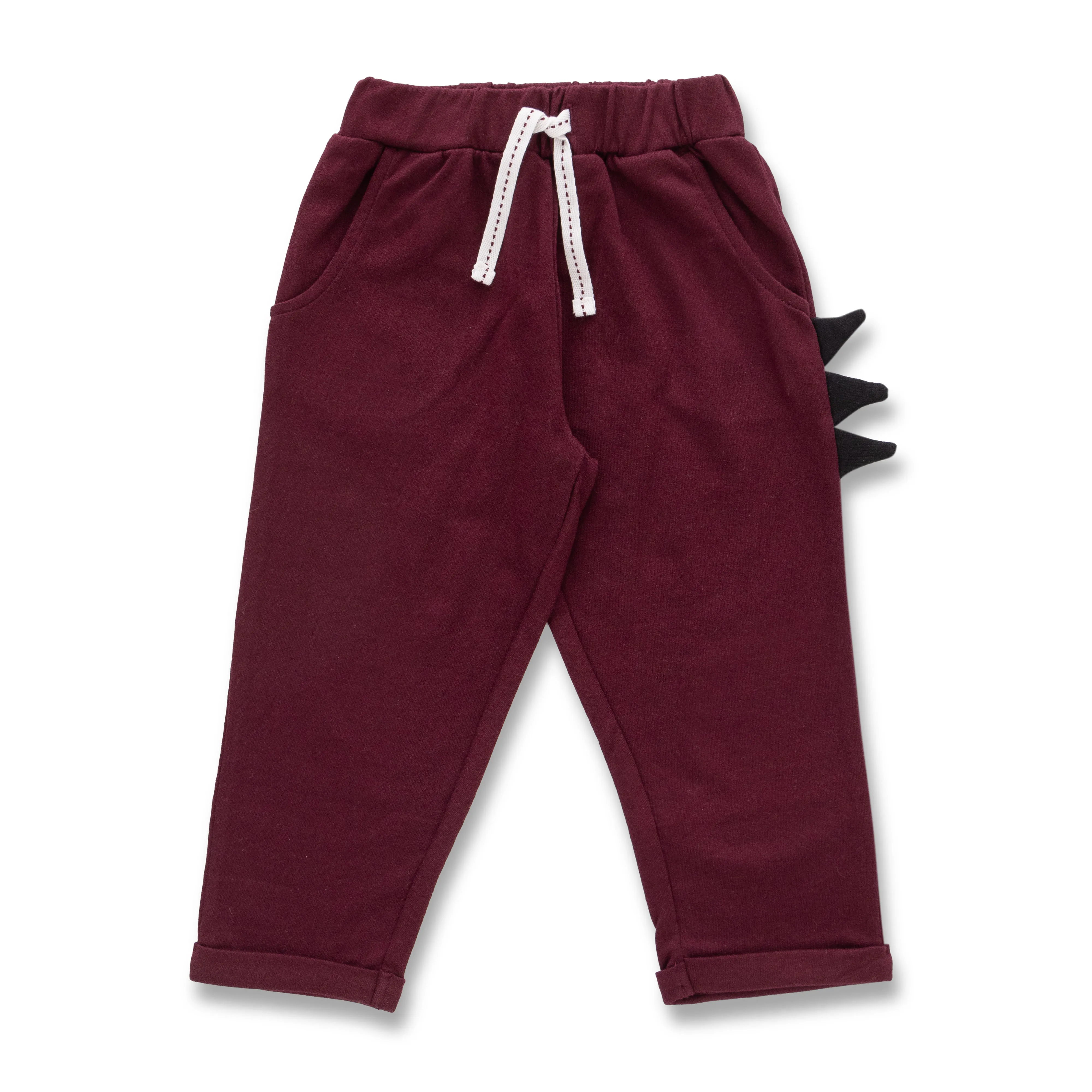 Juscubs Dino-Themed Jogger Pants - Maroon with Side Spikes
