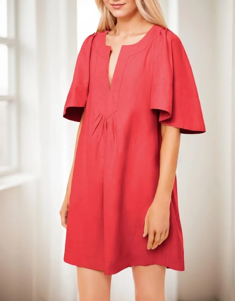 Kedera Womens Flutter Short Sleeve Mini Dress Casual V Neck Loose Flowy Summer Shift Dresses