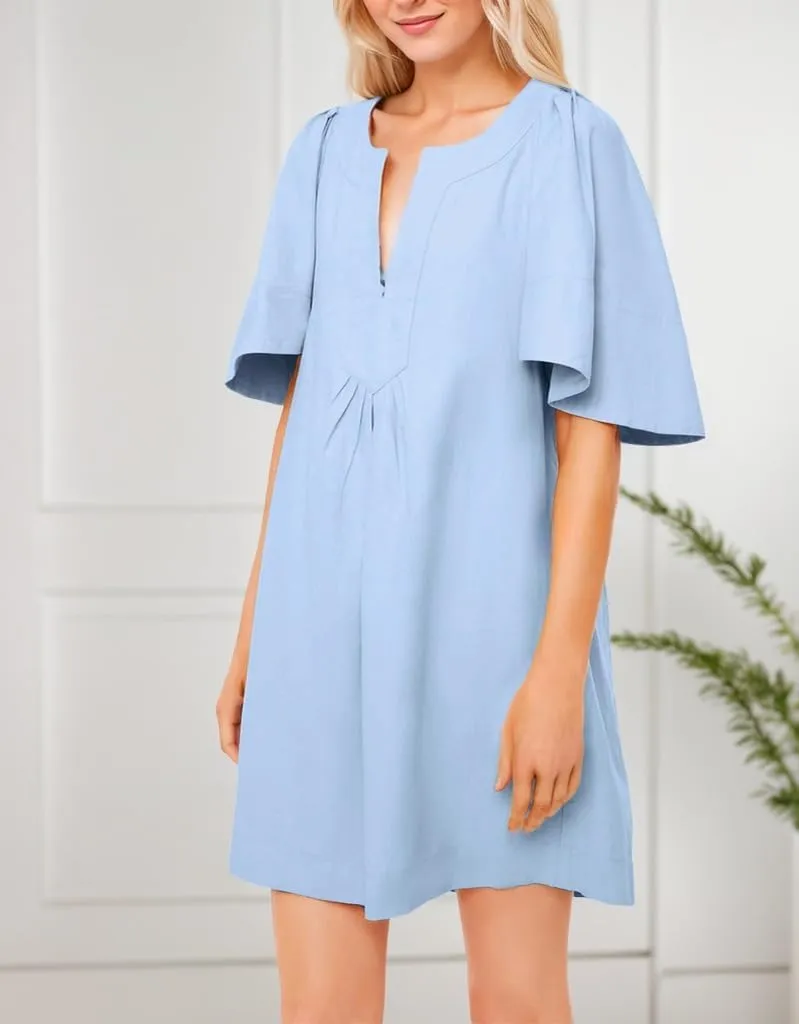 Kedera Womens Flutter Short Sleeve Mini Dress Casual V Neck Loose Flowy Summer Shift Dresses