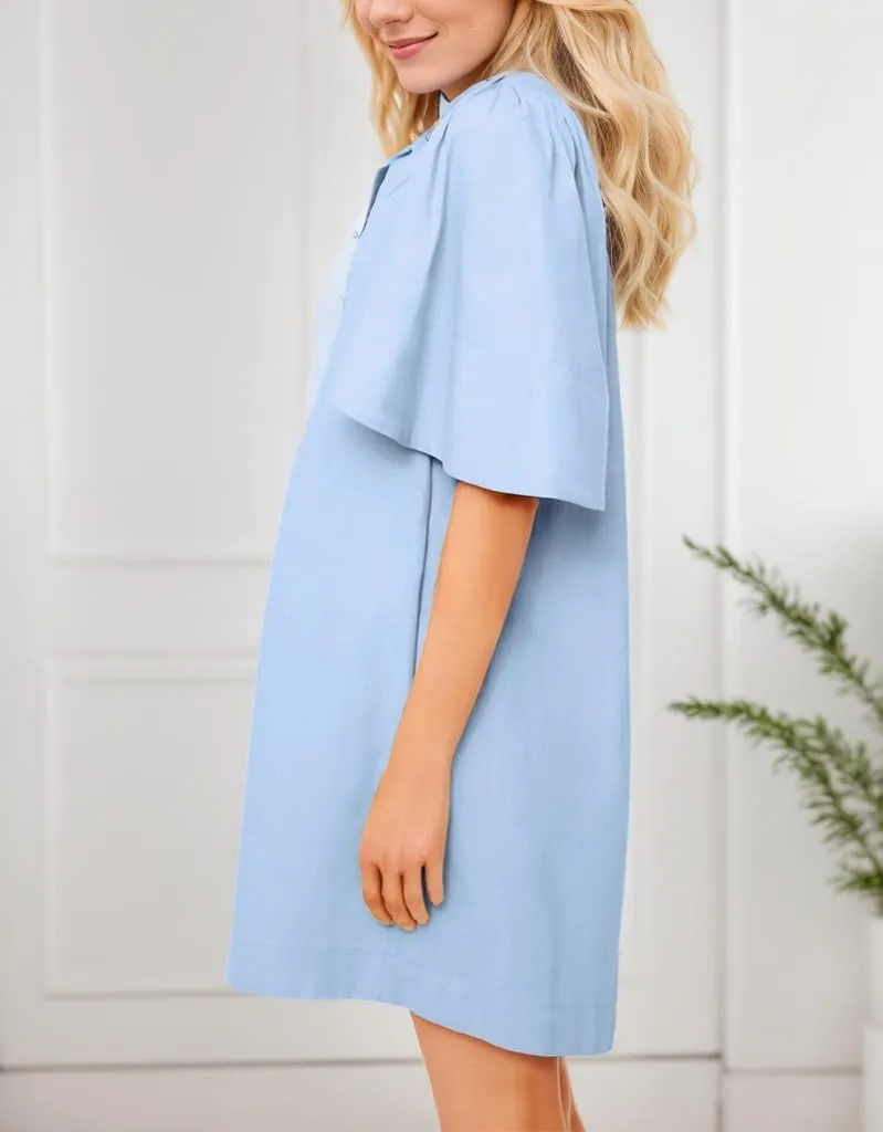 Kedera Womens Flutter Short Sleeve Mini Dress Casual V Neck Loose Flowy Summer Shift Dresses