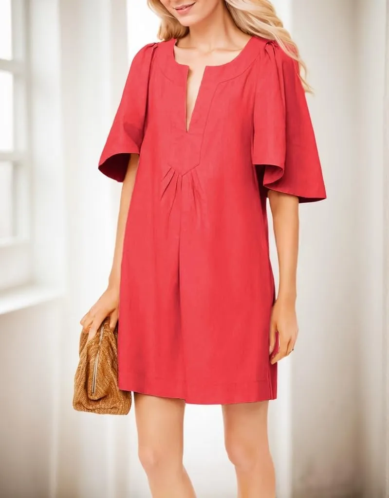 Kedera Womens Flutter Short Sleeve Mini Dress Casual V Neck Loose Flowy Summer Shift Dresses