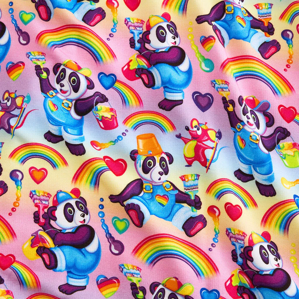 Lisa Frank Panda Painter French Terry Short Overalls