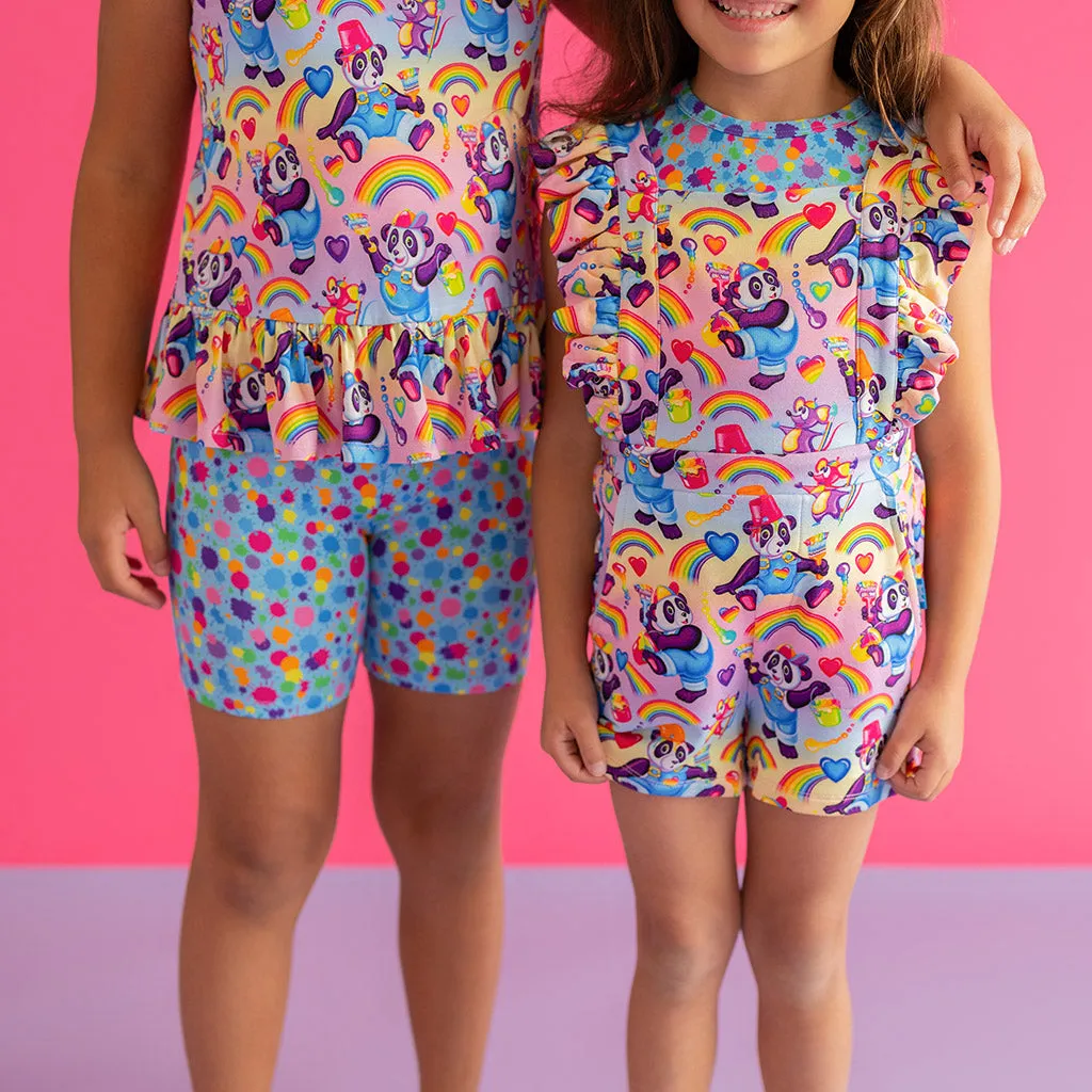 Lisa Frank Panda Painter French Terry Short Overalls