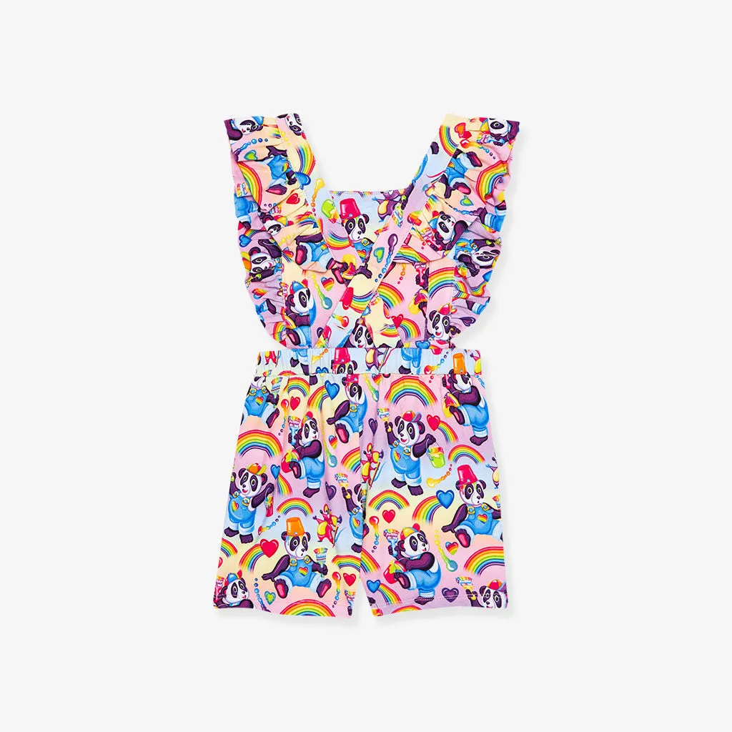 Lisa Frank Panda Painter French Terry Short Overalls
