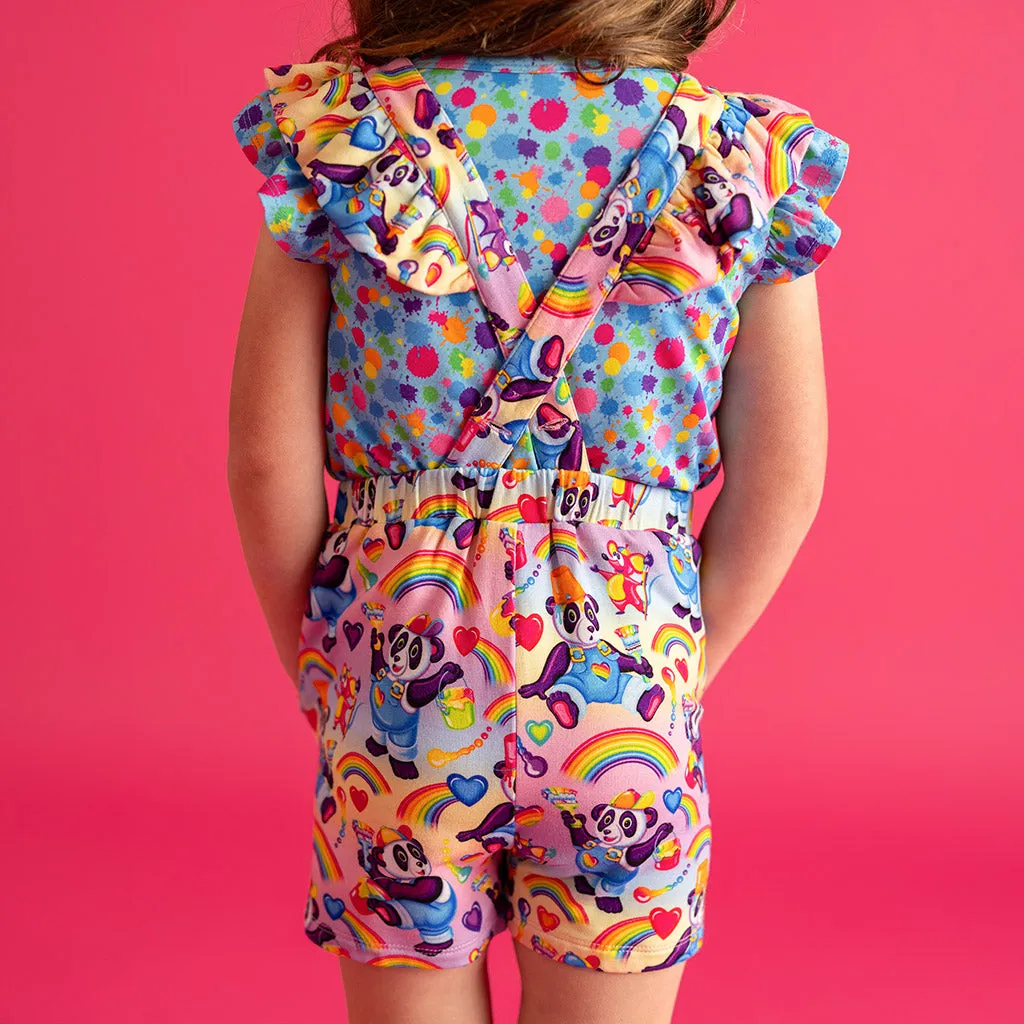 Lisa Frank Panda Painter French Terry Short Overalls