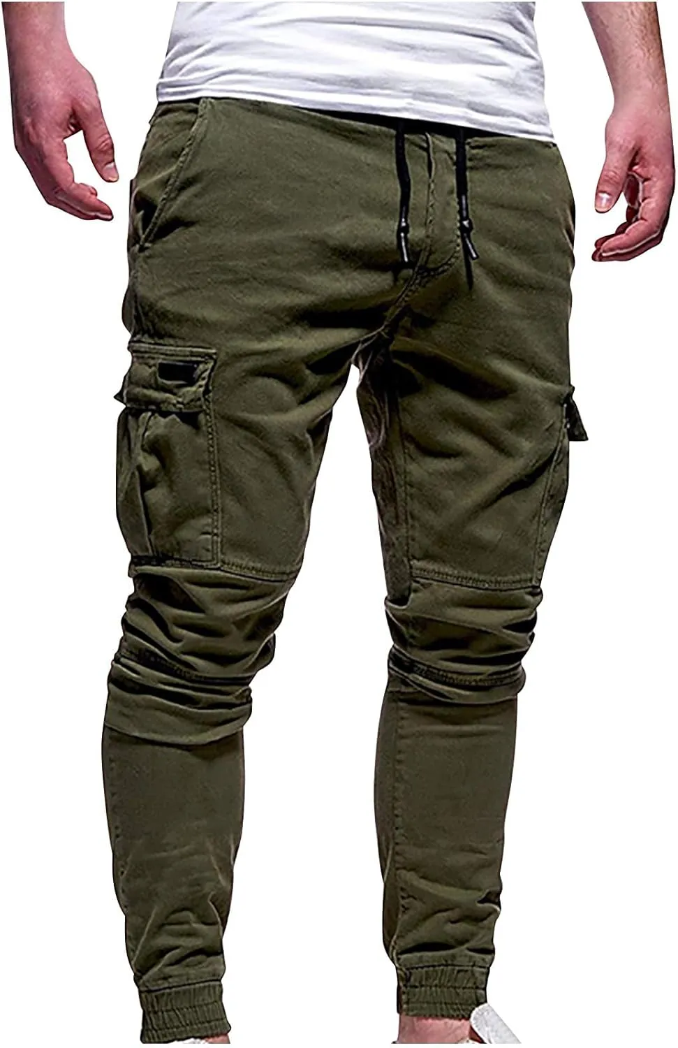 Mens Casual Joggers Pants Slim Fit Stretch Drawstring Cargo Pants Hiking Outdoor Track Jogging Sweatpants