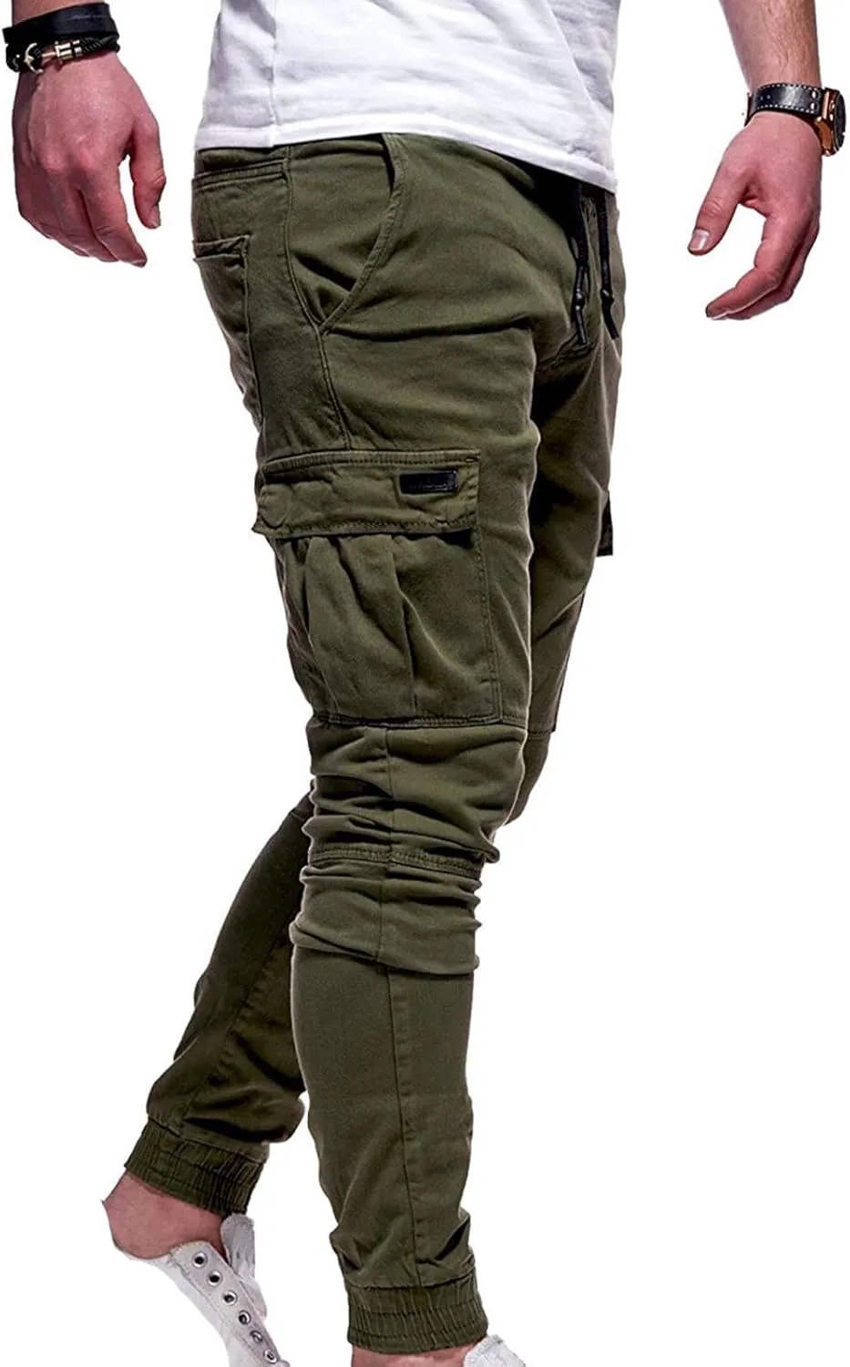 Mens Casual Joggers Pants Slim Fit Stretch Drawstring Cargo Pants Hiking Outdoor Track Jogging Sweatpants