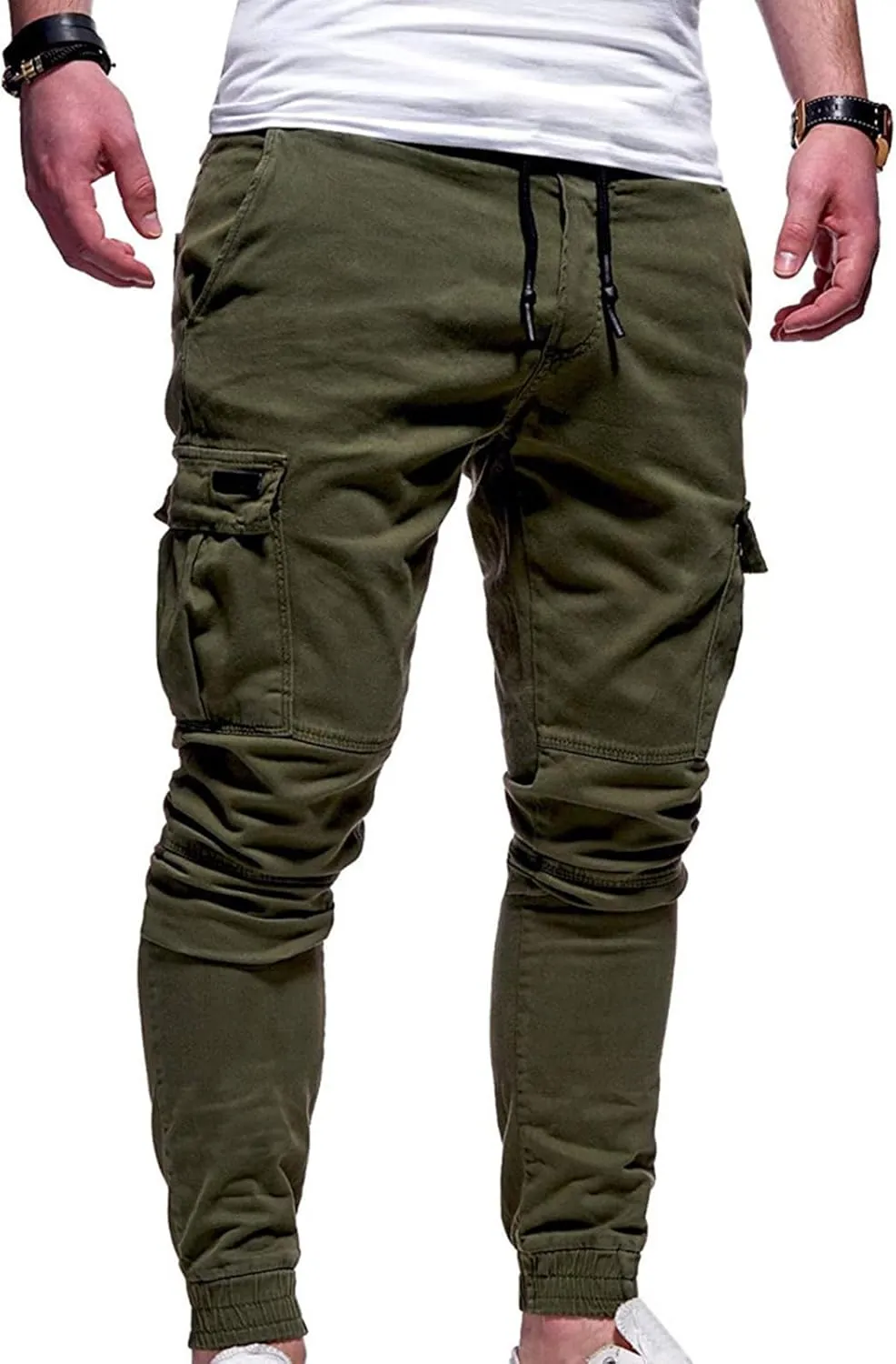 Mens Casual Joggers Pants Slim Fit Stretch Drawstring Cargo Pants Hiking Outdoor Track Jogging Sweatpants