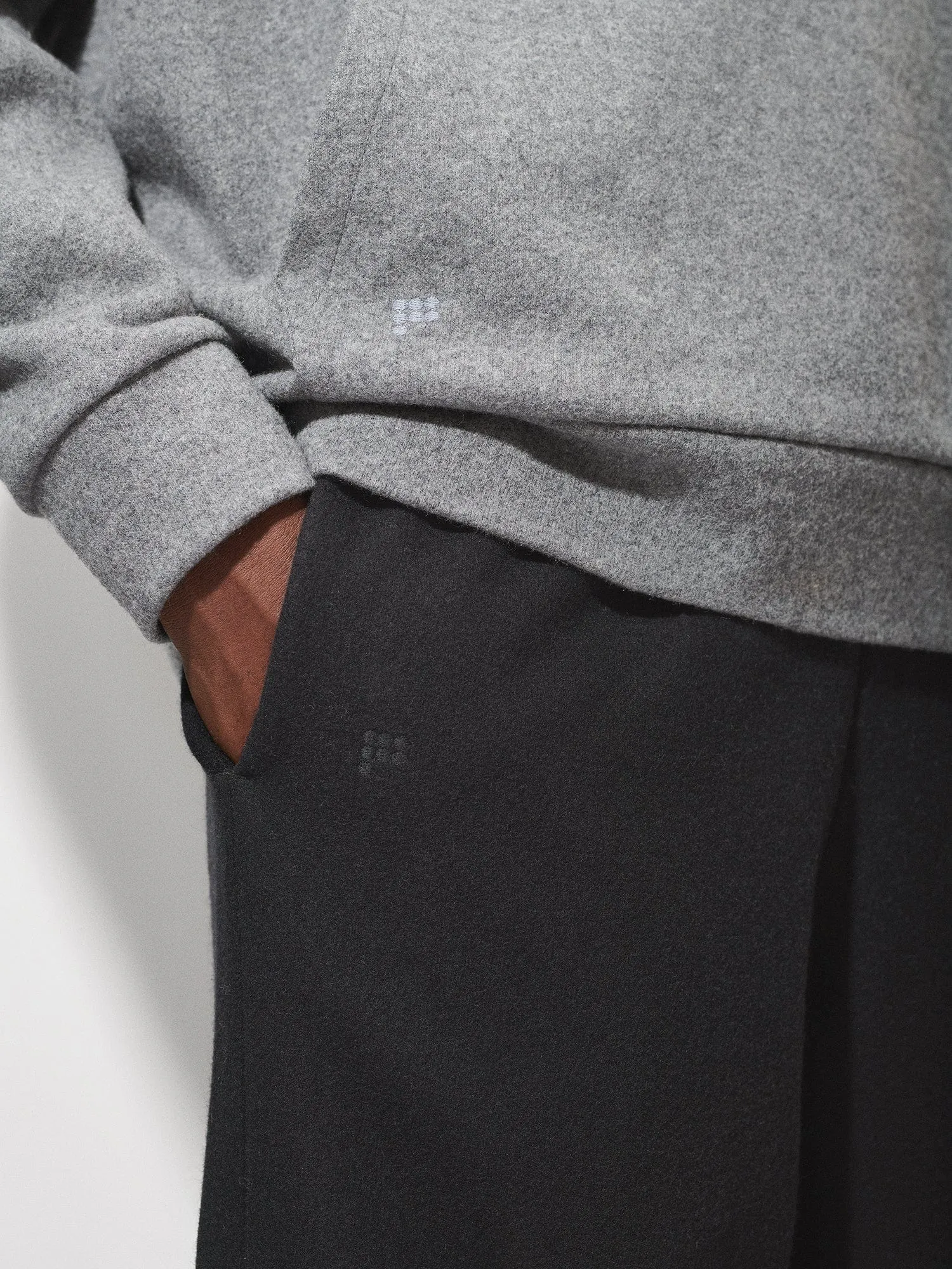 Mens Recycled Wool Jersey Barrel-Leg Track Pantsblack