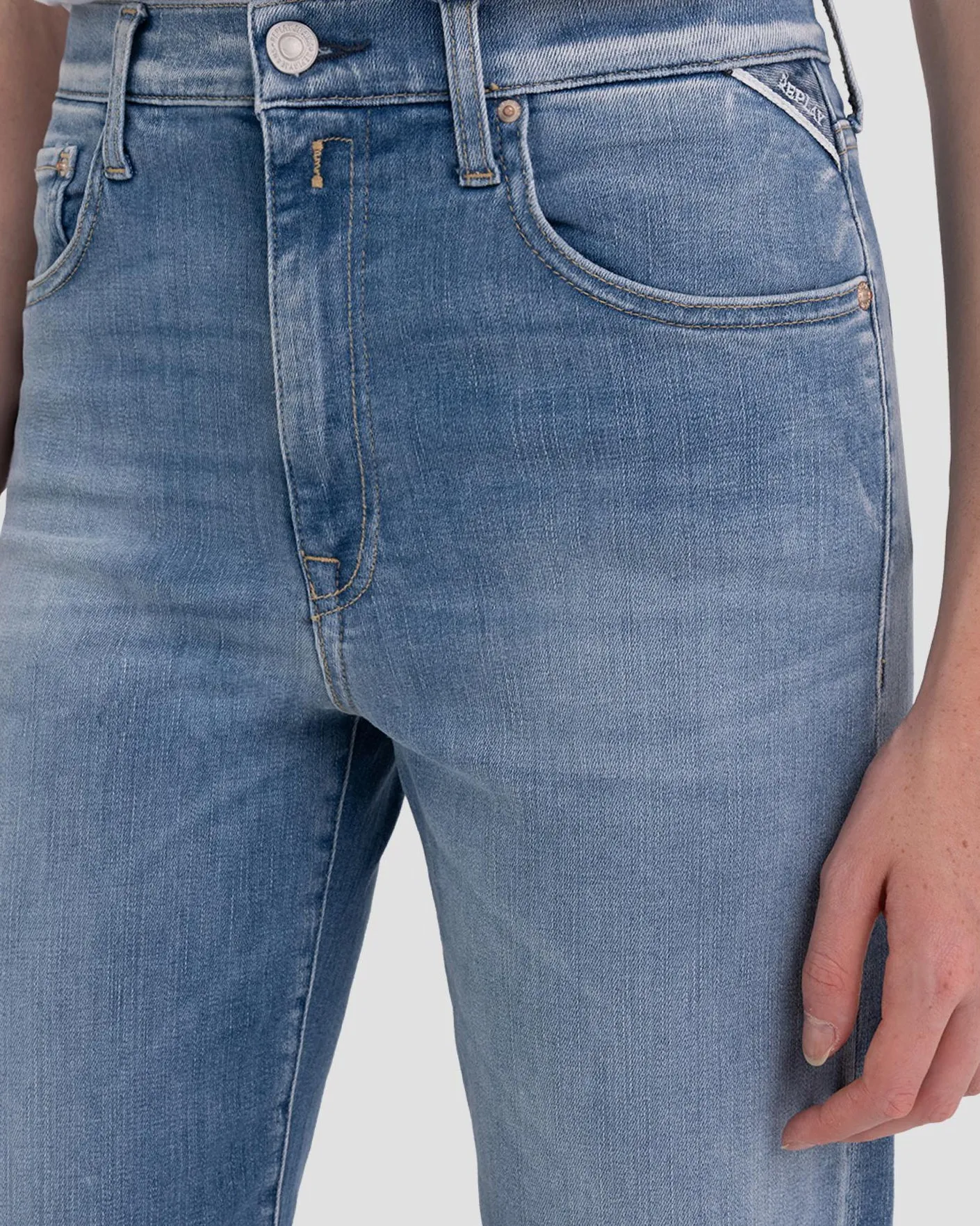 Replay Womens Reyne Straight Fit Jeans - Medium Blue