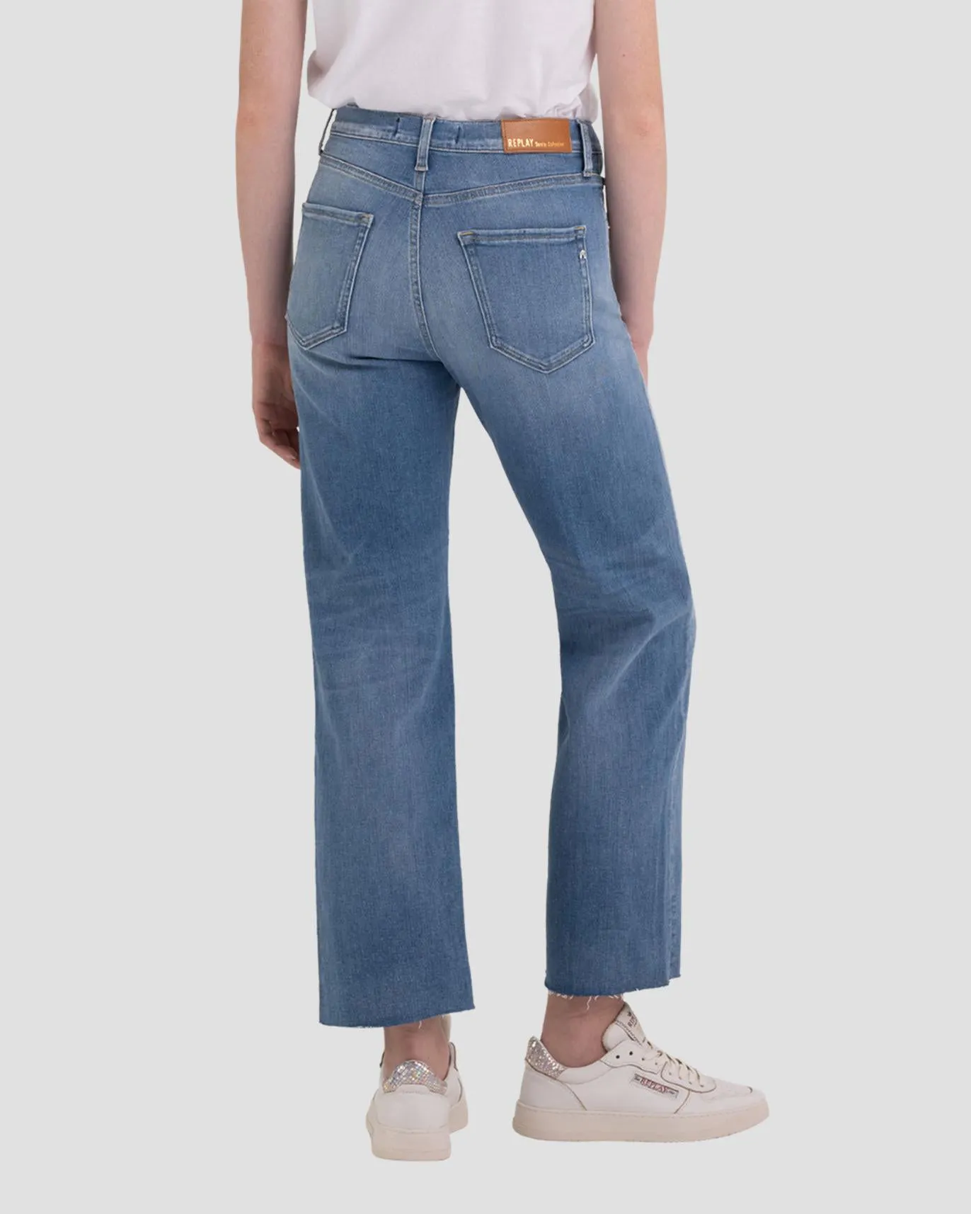 Replay Womens Reyne Straight Fit Jeans - Medium Blue