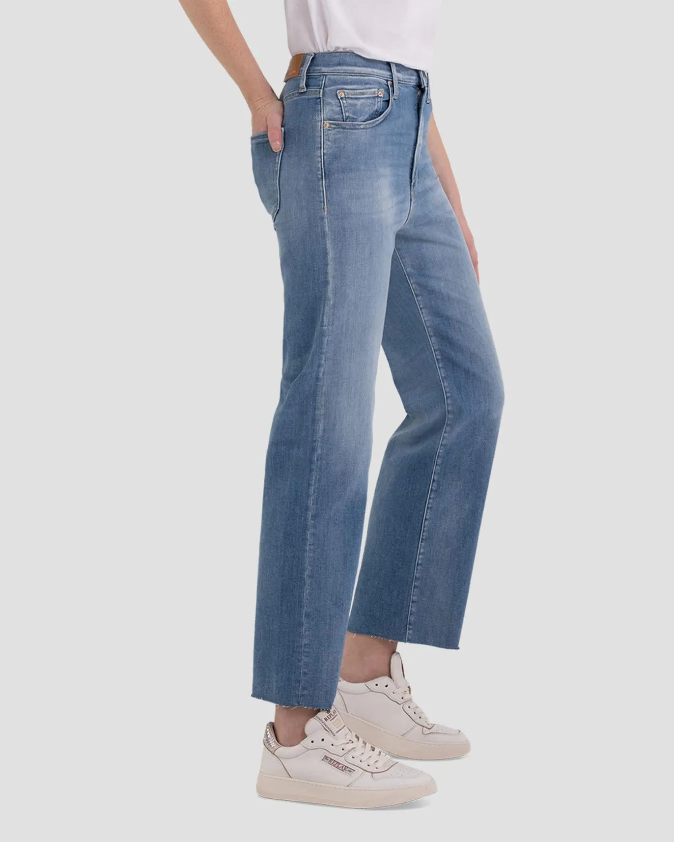 Replay Womens Reyne Straight Fit Jeans - Medium Blue