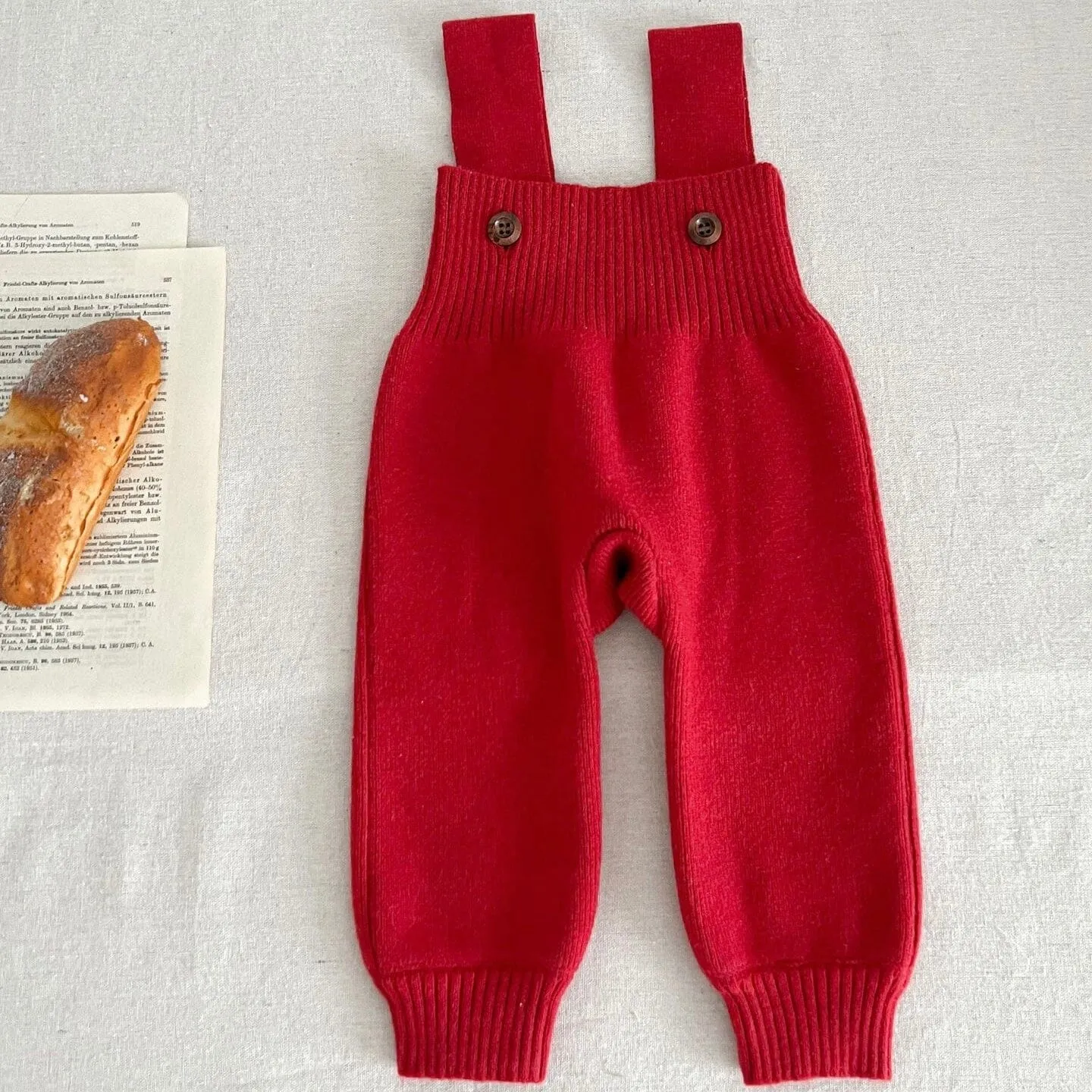 Solid Color Baby Knit Overalls