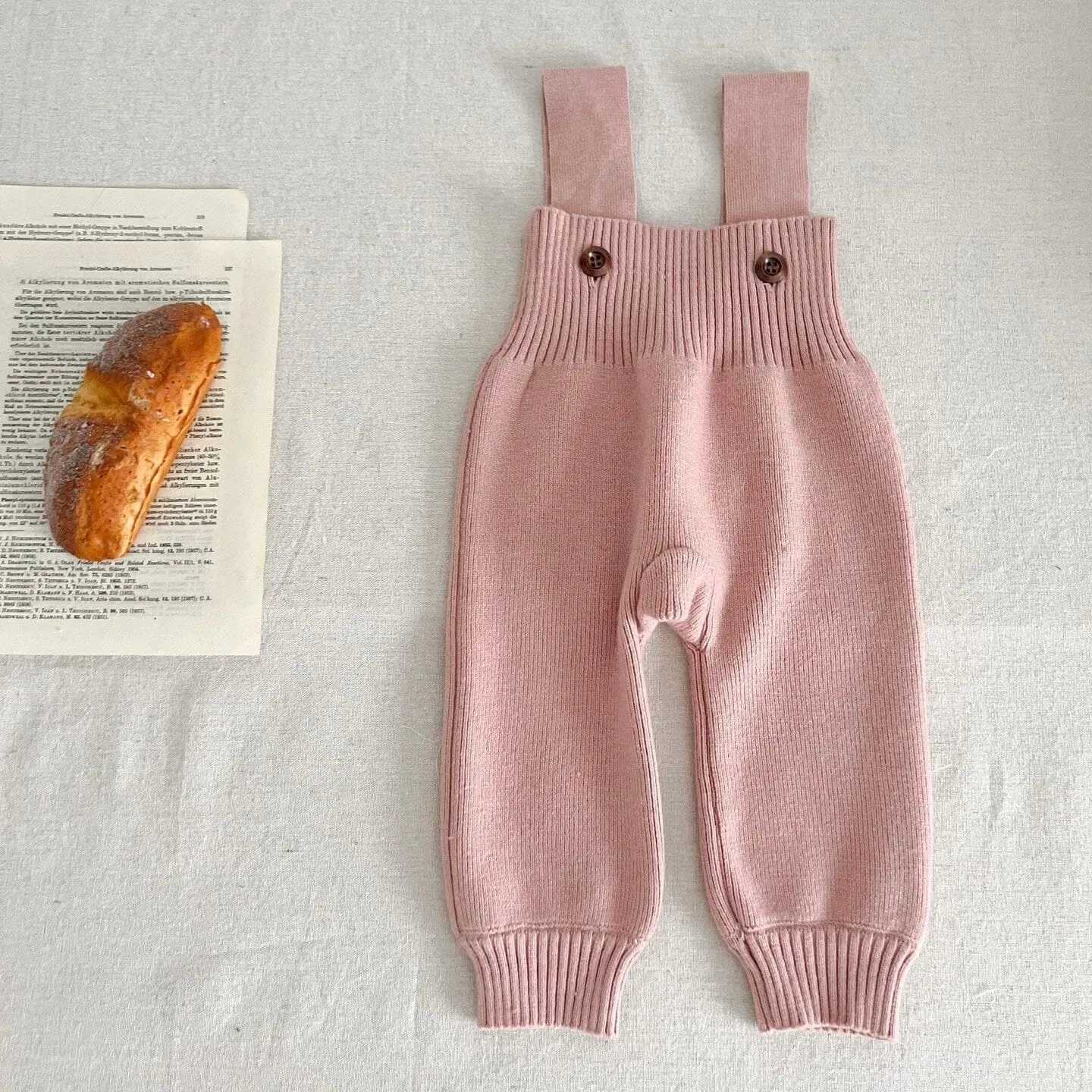 Solid Color Baby Knit Overalls