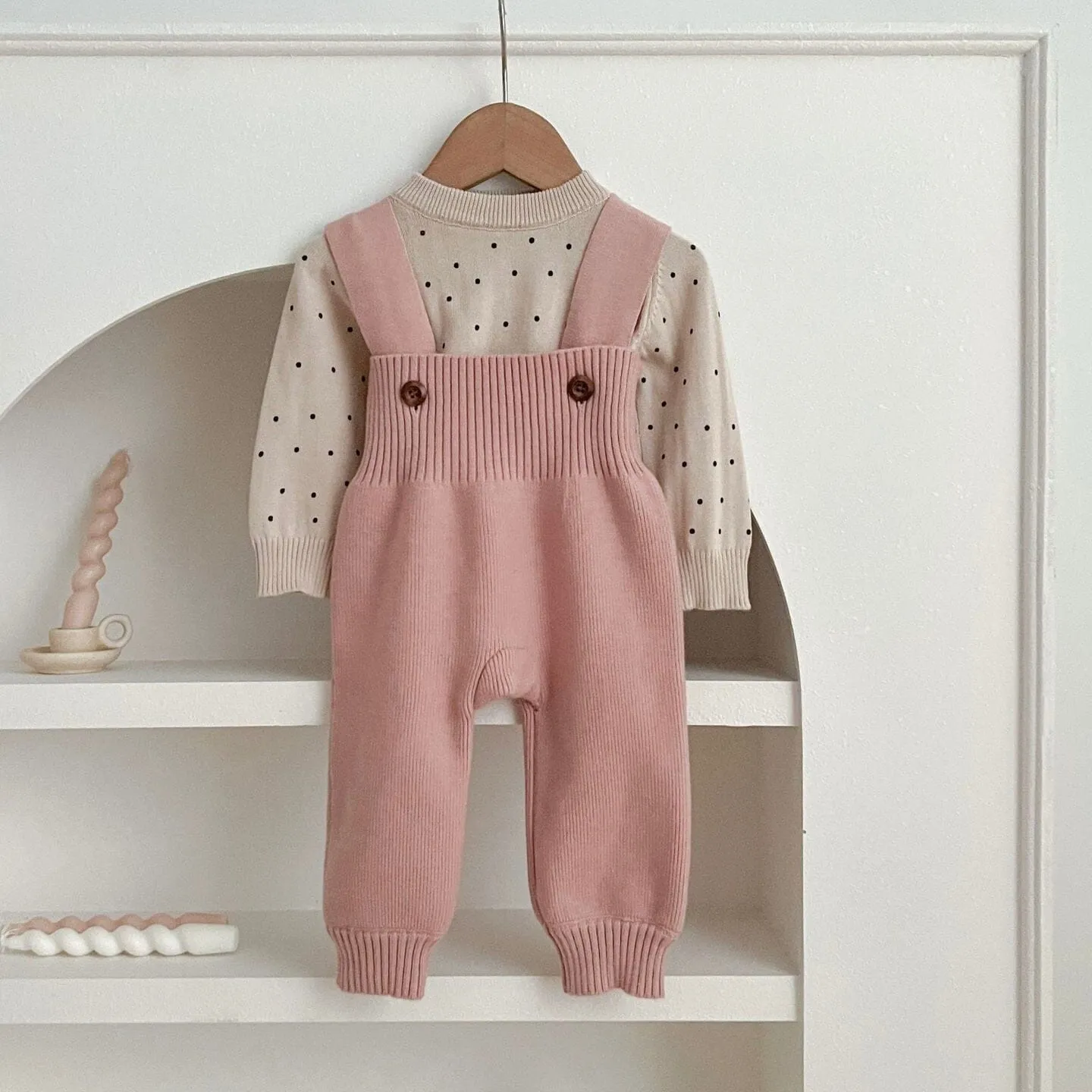 Solid Color Baby Knit Overalls