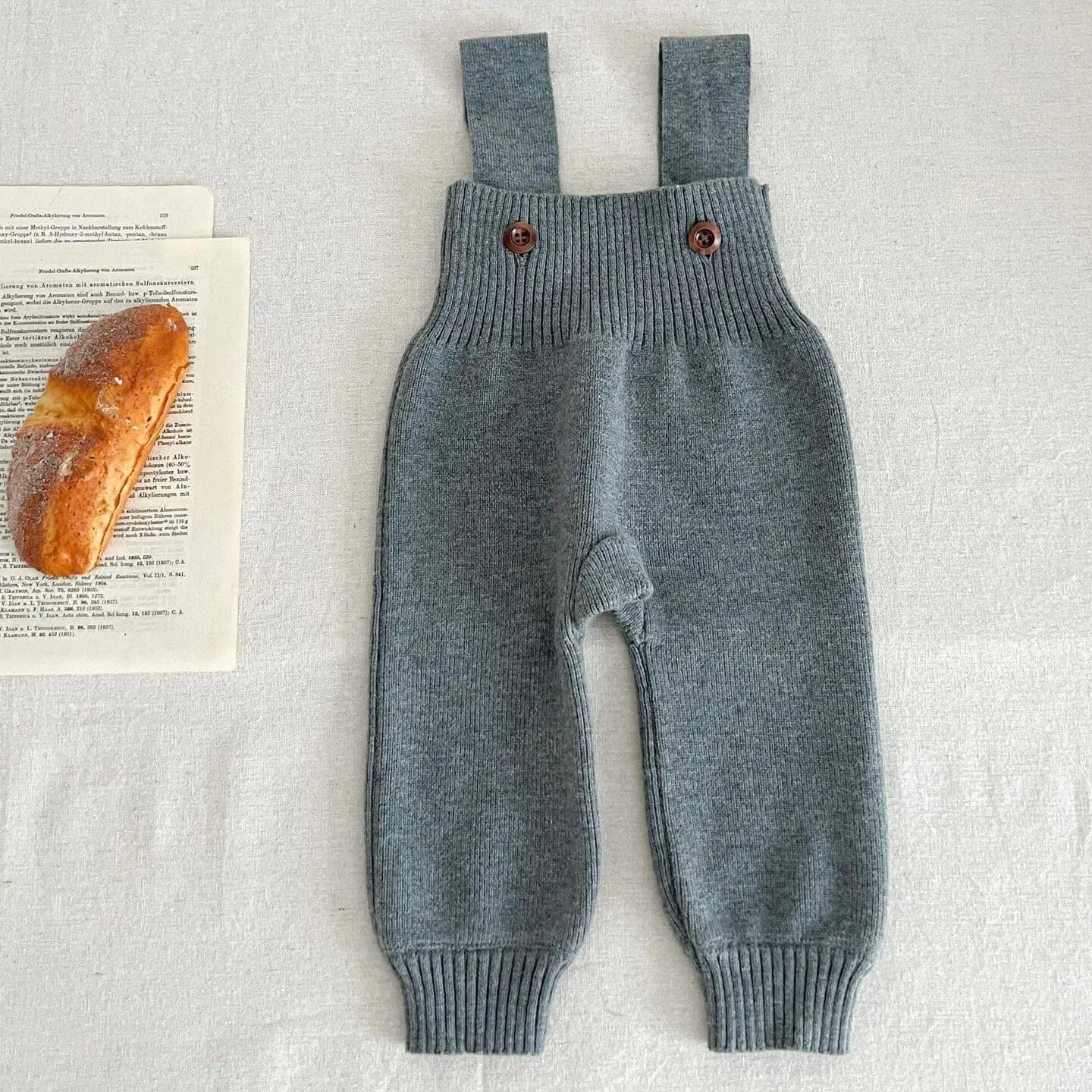 Solid Color Baby Knit Overalls