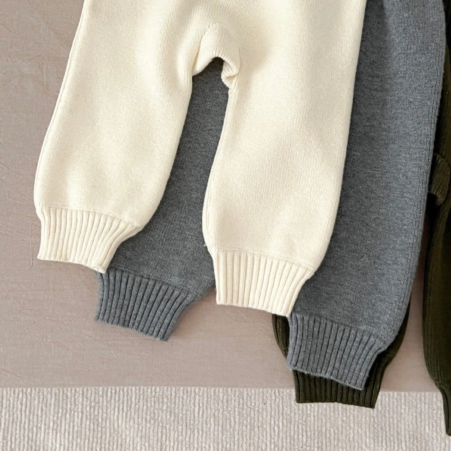 Solid Color Baby Knit Overalls