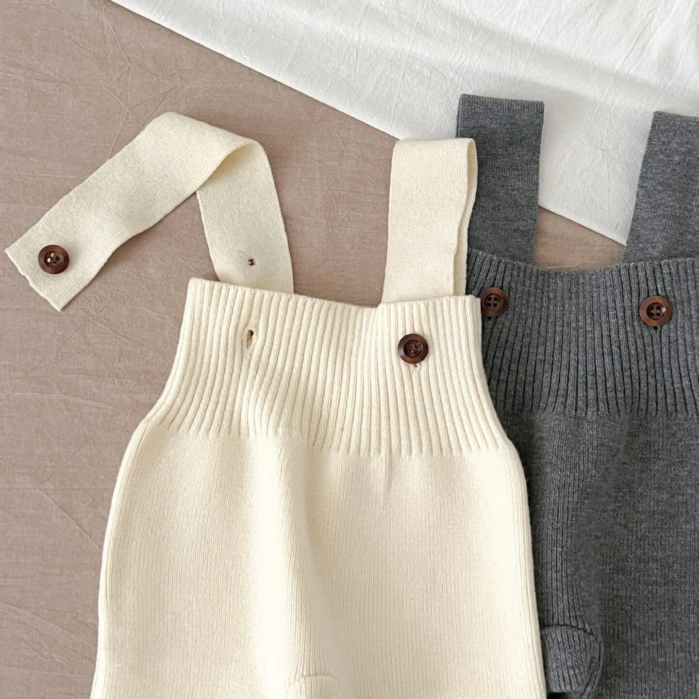 Solid Color Baby Knit Overalls