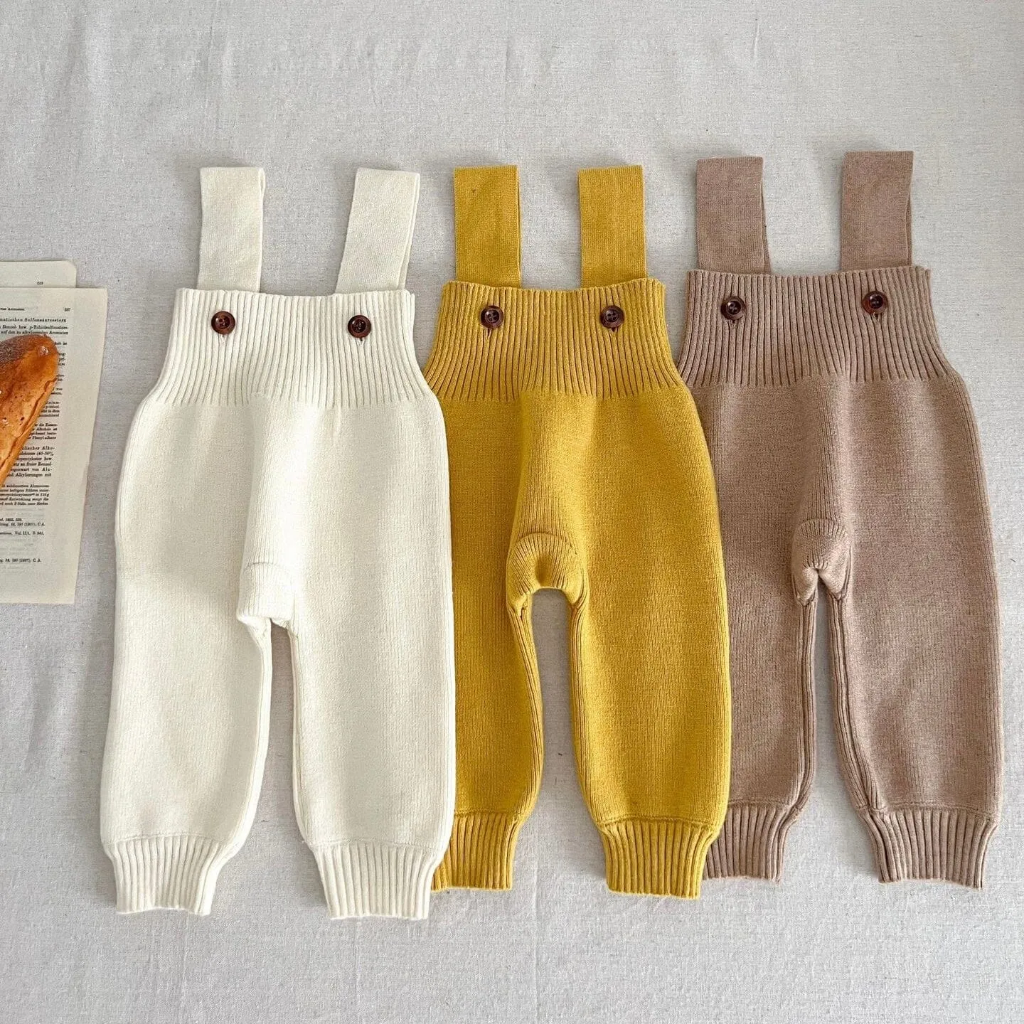 Solid Color Baby Knit Overalls
