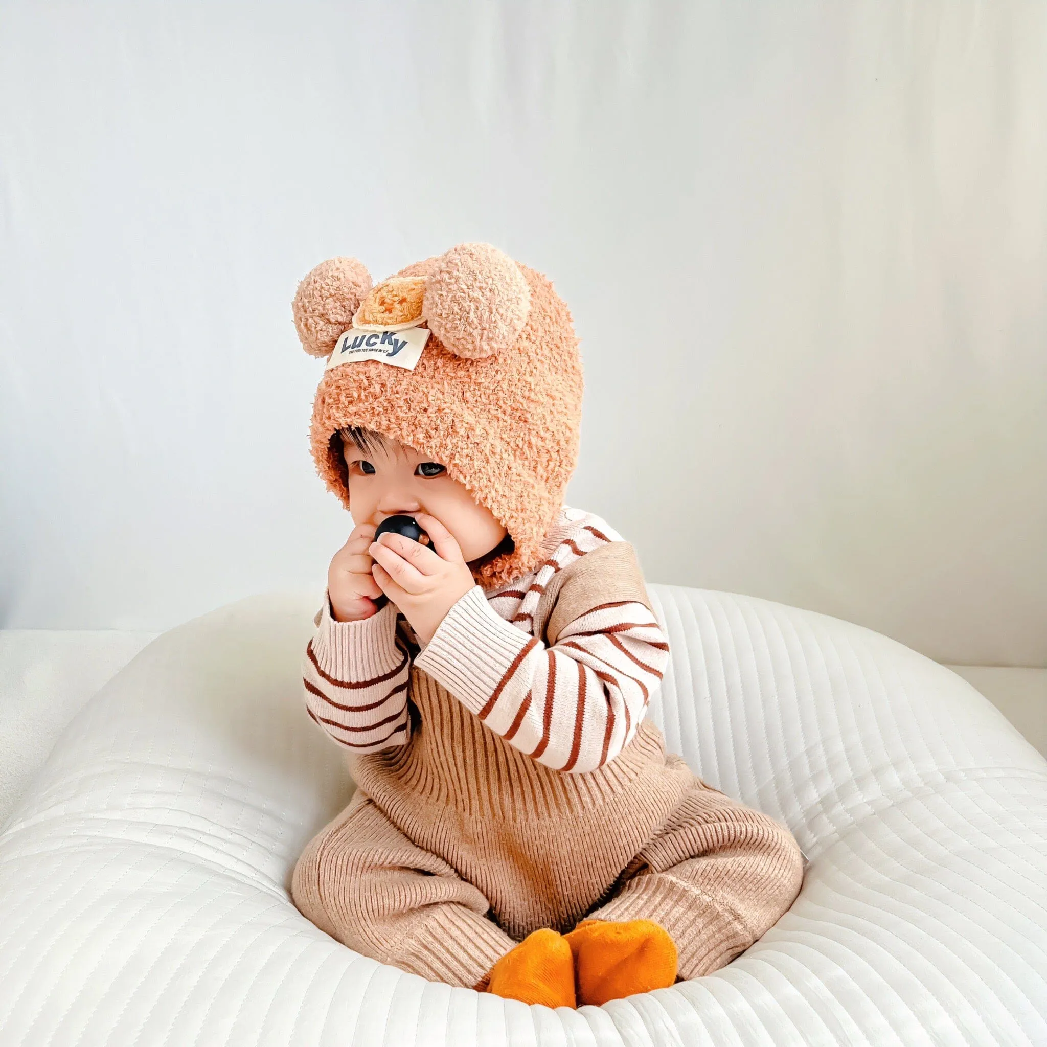 Solid Color Baby Knit Overalls