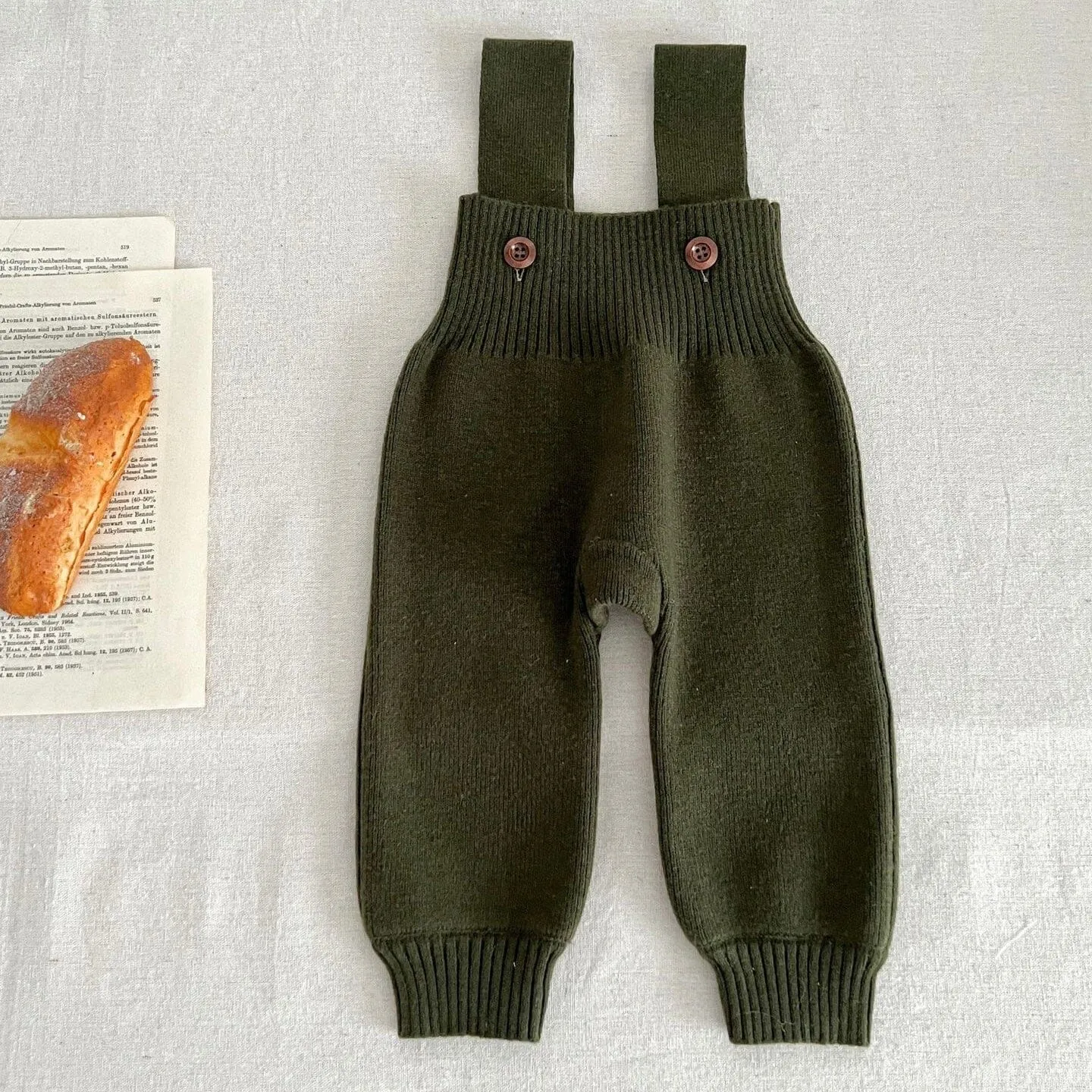 Solid Color Baby Knit Overalls