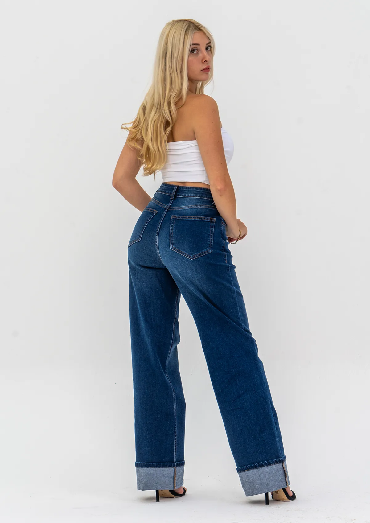Turn Up Straight Leg Jeans