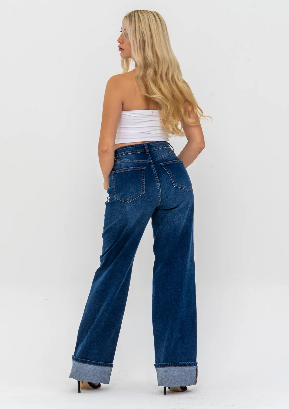 Turn Up Straight Leg Jeans