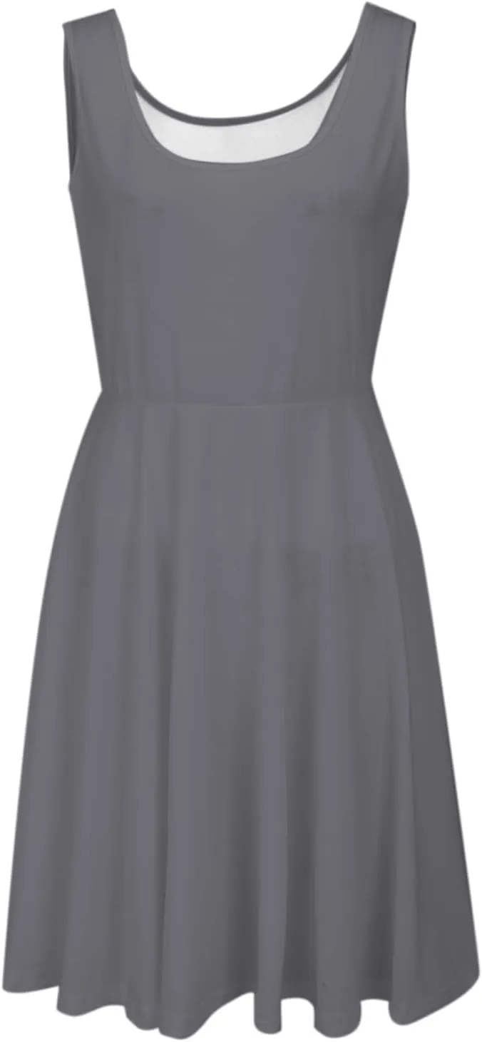 XOWRTE Women's 2025 Summer Sleeveless Sundress Casual Spring Beach Vacation Crewneck Shift Swing Tank Dress Solid Mini Dress