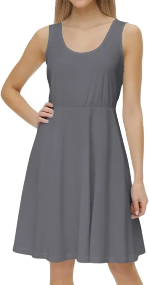 XOWRTE Women's 2025 Summer Sleeveless Sundress Casual Spring Beach Vacation Crewneck Shift Swing Tank Dress Solid Mini Dress